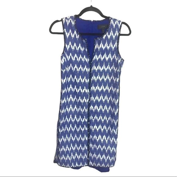 SALE J crew blue white Aztec dress sleeveless sz 4 - Picture 1 of 9
